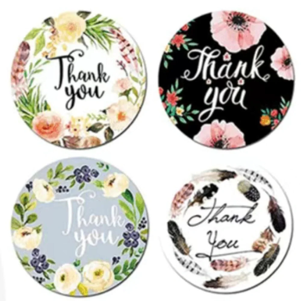 500 Roll Thank You Floral Flower Stickers 1 inch - Picture 2 of 3
